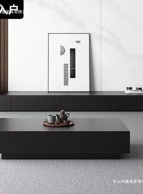 实木电视茶柜极简现代黑色木质家具家小户电ATK型几视柜落用地柜