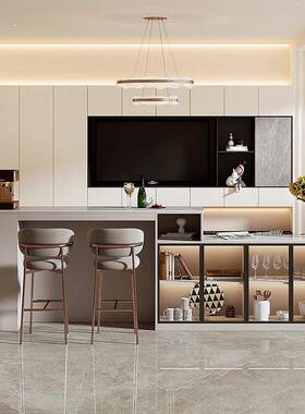 台吧桌家用边岩板一体餐柜客厅靠实木IEL酒柜墙沙发靠背柜隔断柜