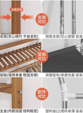 衣架衣简帽地架家用卧室易顶天立实木落地DNI衣柜收纳小挂衣子枫