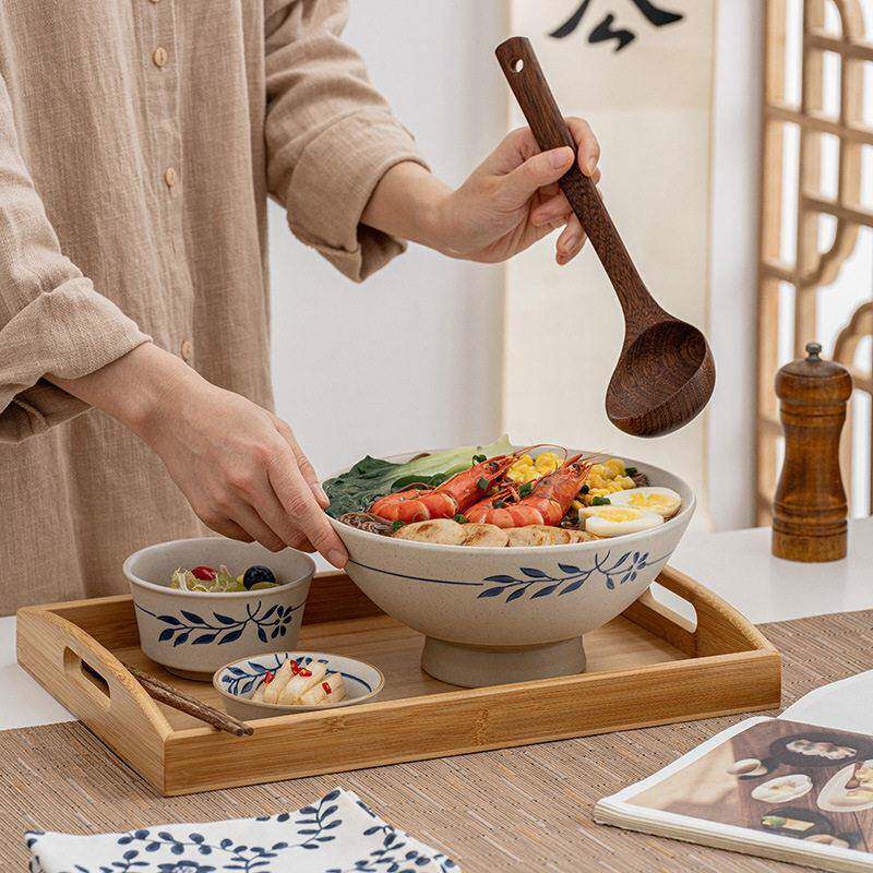 碟日式拉面碗带托盘商粗面馆复古陶餐具中用式一人XLYTZ001食碗套