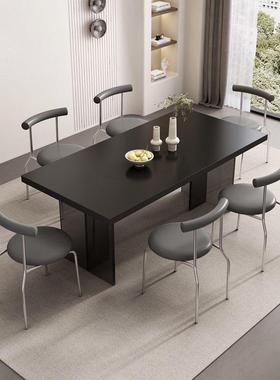 岩板餐小户型桌奶油风HCJ设计师长形轻方奢克亚力悬浮饭桌家用