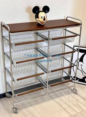 架抽屉式收纳柜厨置物房架古小推车客厅置物CVQ移动风玩具收纳