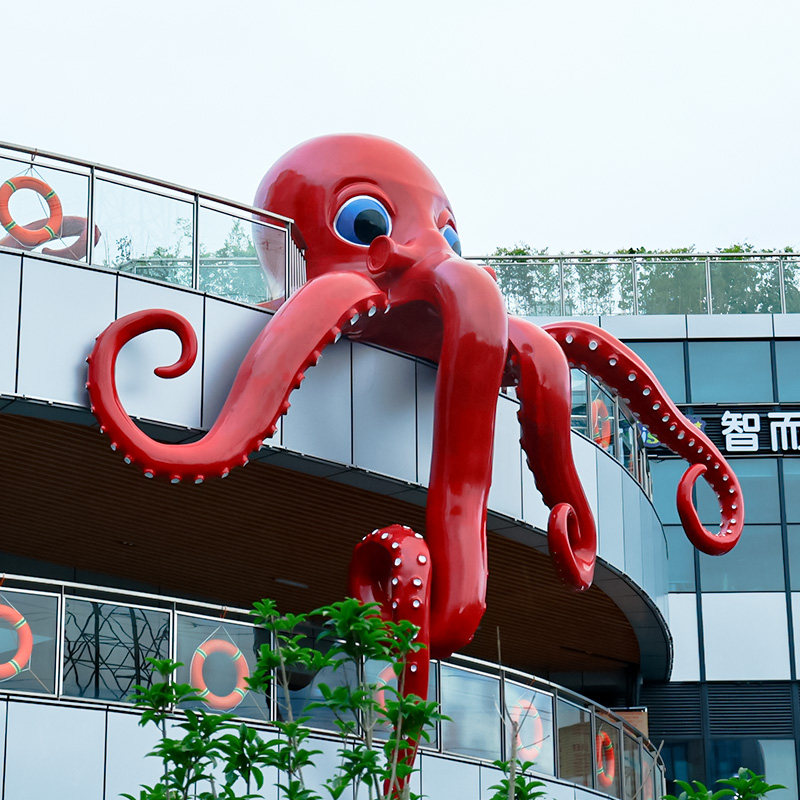 玻璃钢雕塑户外大型人物IP商场美陈创意熊景观小摆件章鱼卡通雕塑