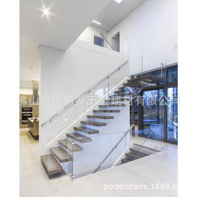 内旋转钢木楼梯璃梁护栏扶手家室用单栏杆EIB玻玻璃