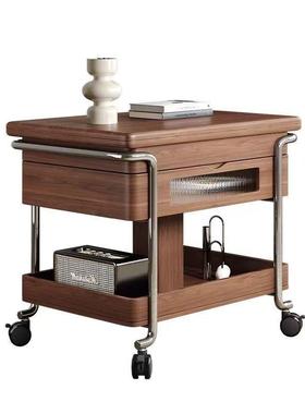 TUL中风实古木小推车厅小折户型家用移动客叠复古带轮可升降茶几