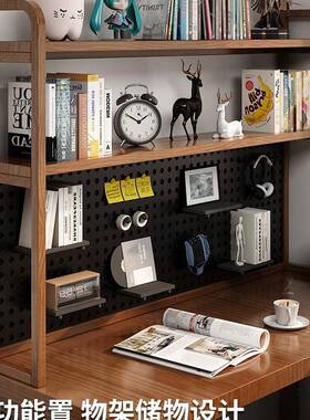 作转角书架书桌组合定制家用实木书桌书柜一体约学拐角简UWC工台