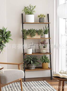 具热销梯子架四层置CMJ物架靠墙书架木家钢落地置物架架收纳花架