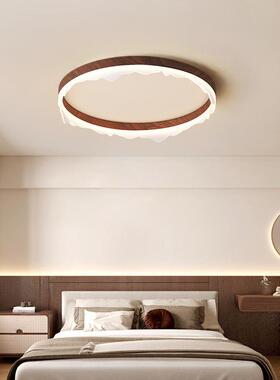 卧室灯吸顶ZDA灯现代简护眼桃木约色复古全谱书胡房主光卧房间灯