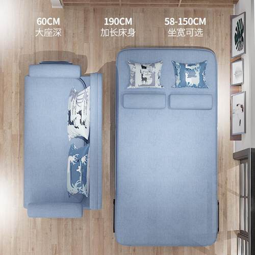 沙发折叠可拆洗布艺沙YVW发懒人户发床多用沙家用小具型家客厅沙