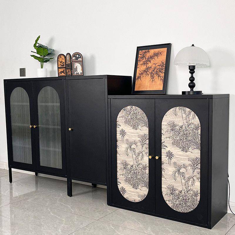 中古风铁皮柜铁艺酒餐边柜柜客厅茶水柜复古玄关置CBY物柜家具黑