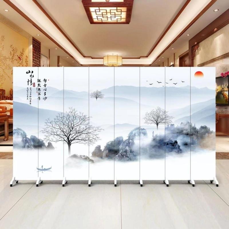 国风屏风隔客厅卧室家用入公户叠玄关遮挡办室酒UIN店折可断移动
