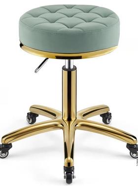 理AL101550发靠店旋升降圆凳子美发大工凳带滑轮店不店锈转钢背椅