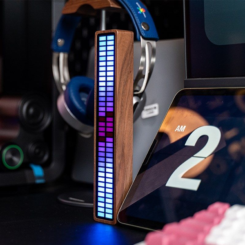 rgb拾音声控节奏灯车载音频氛围led灯条电脑桌面音乐频谱灯摆件