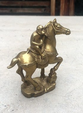 纯铜马上封侯摆件马驮猴中式工艺祝福黄铜书桌装饰新中式摆设
