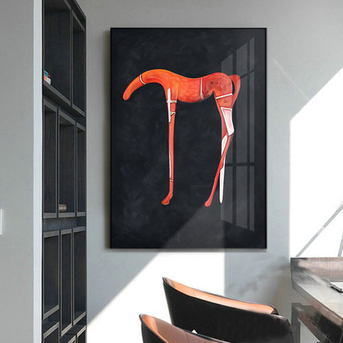 玄关过道装饰画抽象马鹿餐厅卧室壁画北欧轻奢晶瓷画客厅沙发挂画