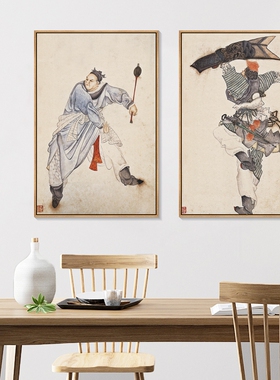 水浒人物画水墨画新中式客厅沙发背景壁画书房装饰画林冲武松挂画