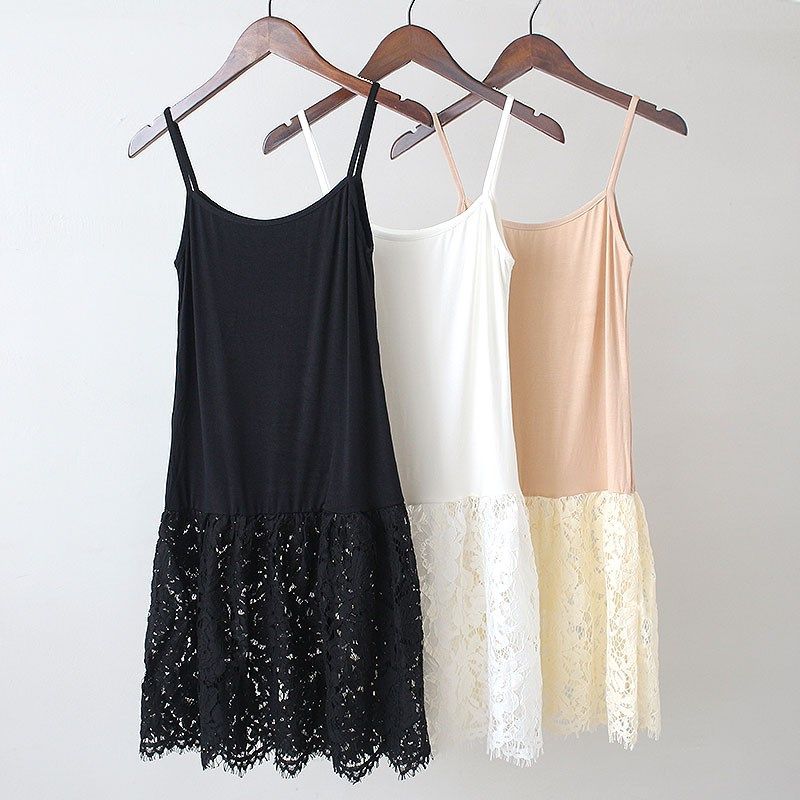 卫衣内搭衬裙套毛衣吊带裙女打底下摆镂空蕾丝裙中长款吊带背心裙