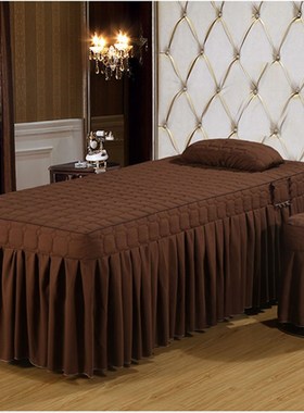 美容床罩四件套SPA美容院粉紫色按摩方圆梯形头夹棉被套推拿床单