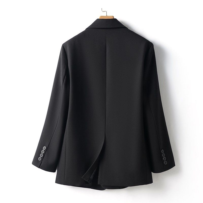 悦乔乐黑色西装外套女2025年春秋新款高级感气质宽松休闲西服上衣