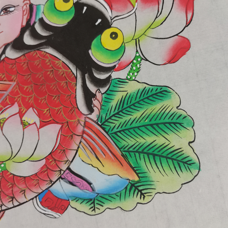 天津杨柳青年画木版年画木板年画娃娃墙贴卧室婚房装饰画连年有余