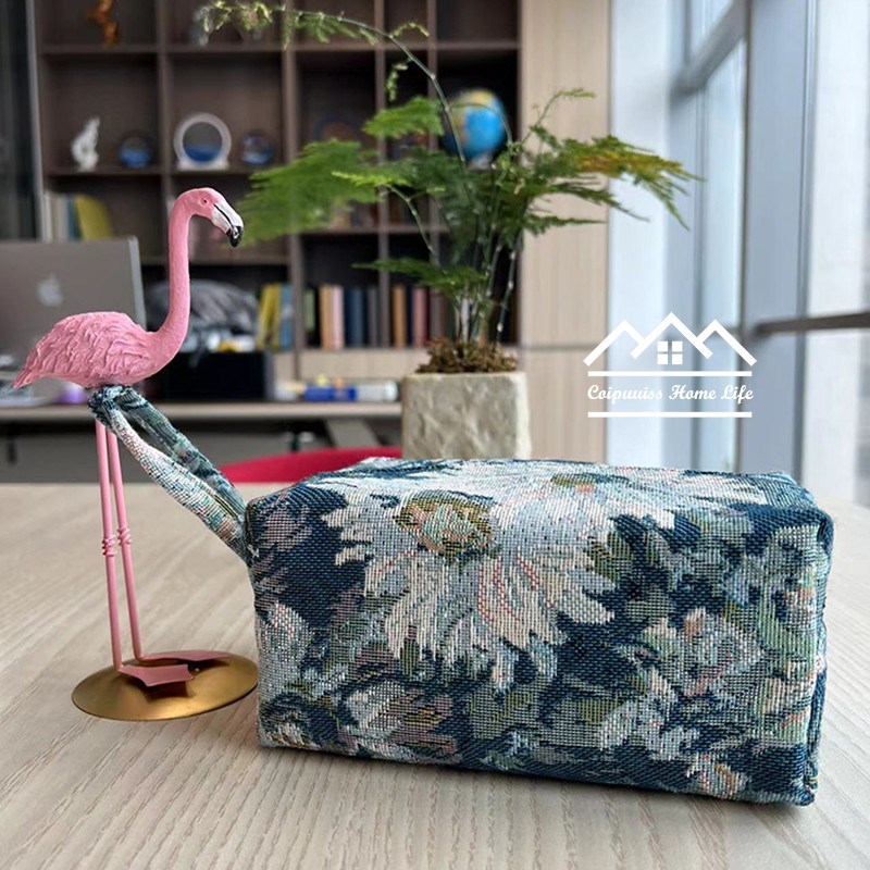 居家布艺复古油画纸巾盒餐厅纸巾袋民宿旅行抽纸袋挂绳车载收纳盒