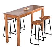 美式 实木吧台桌高脚吧台桌咖啡休闲酒吧桌椅组合实木餐桌家用吧台
