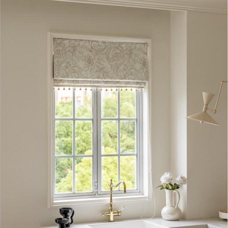 杰奎琳 法式奶油美式中古雪尼尔提花定制罗马帘/升降帘/布百叶