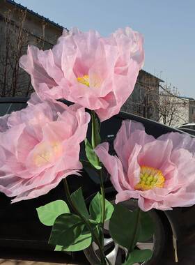 大型婚礼引装饰商场空美间置陈橱窗路展G0369示丝网布渐变仿真花