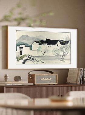 吴冠中装饰画新中禅式客寸厅沙背景墙AXA山水画大尺茶室发挂画日