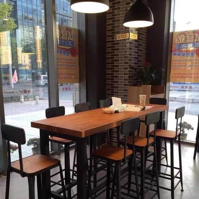 实饮木吧桌店工业风美式复古高脚桌椅合台酒吧餐985吧台长条组松