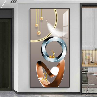 代轻奢关入户玄装饰画客厅好走现廊好寓意玄过道壁画竖版寓意进门