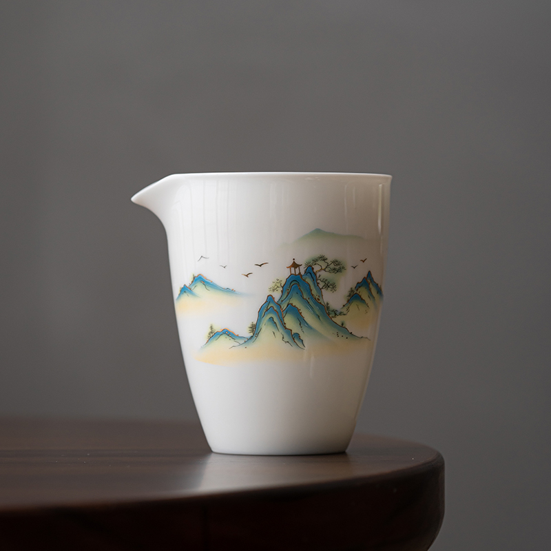 德化羊脂玉白瓷公道杯防烫茶海匀杯分茶器陶瓷公杯家用功夫茶具