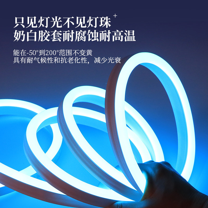 led灯条超亮七彩渐变招牌户外防水220V彩色霓虹柔性RGB氛围灯带