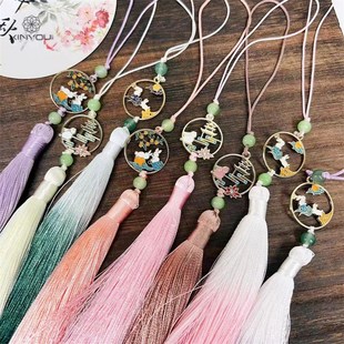 【心悠】中秋节挂件玉兔流苏挂饰礼盒装饰配件鲜花包装流苏饰品