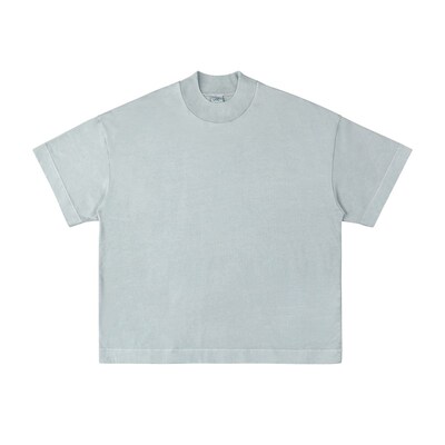 IDLT 成衣染【廓形】半高领310g全棉重磅落肩宽松短袖大码男V0703