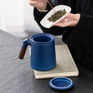 办公室马克杯带盖过滤茶水分离泡茶杯子喝水大容量男女陶瓷杯定制