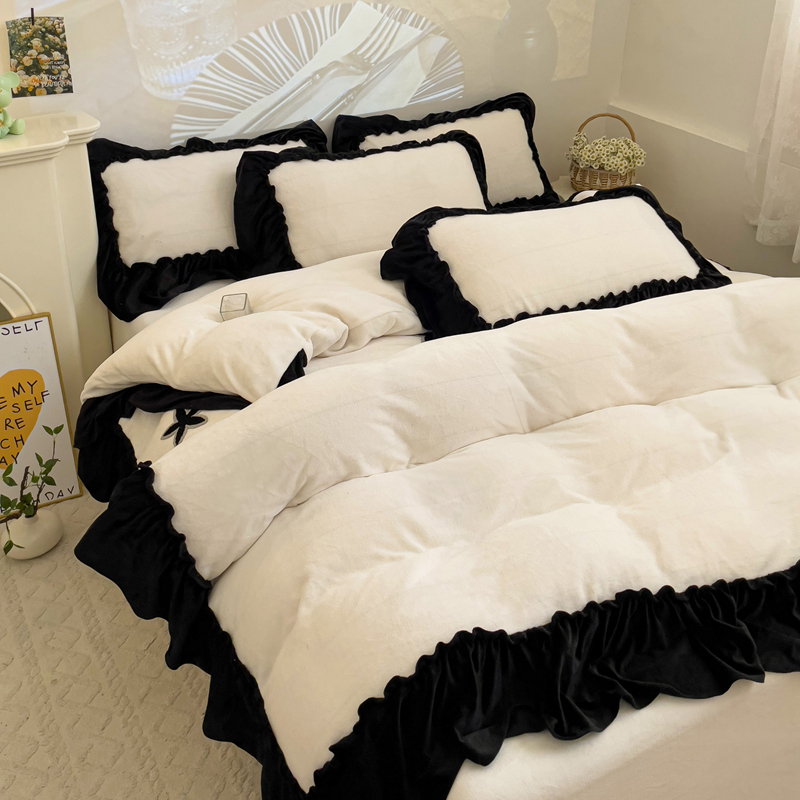 法式仙女白双面绒单被套单件加绒冬季保暖被芯套被罩被单水晶绒