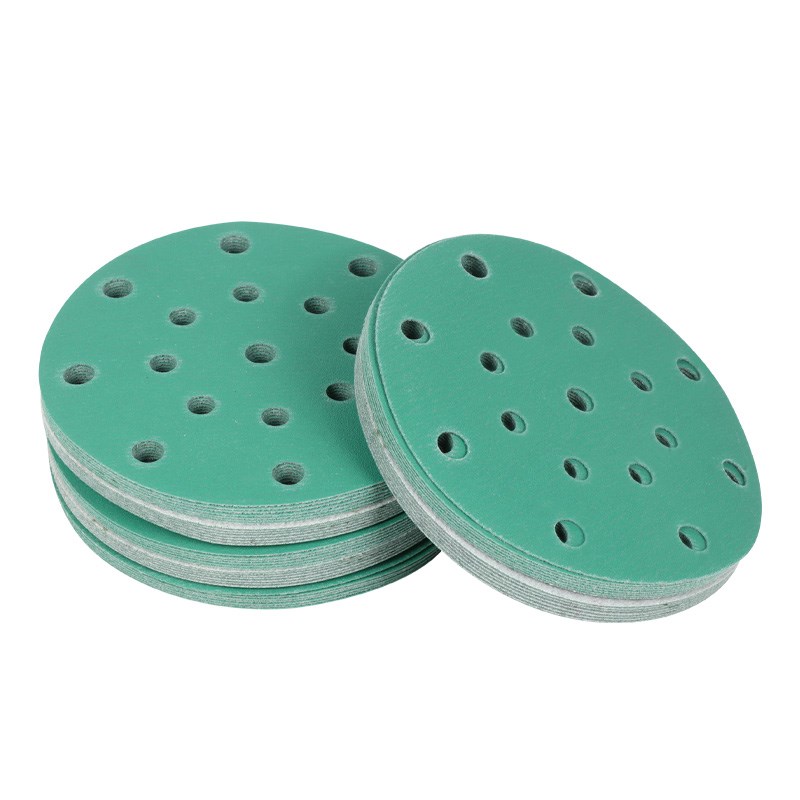 锐利锋6寸17孔干磨砂纸汽车腻子打磨圆形植绒砂纸费托斯抛光绿砂