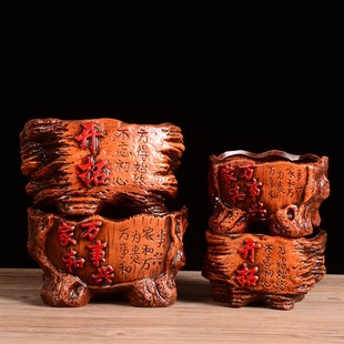 鼠年灵芝文竹君子兰绿萝银柳多肉大花盆欧式 陶瓷创意桌面 复古个性