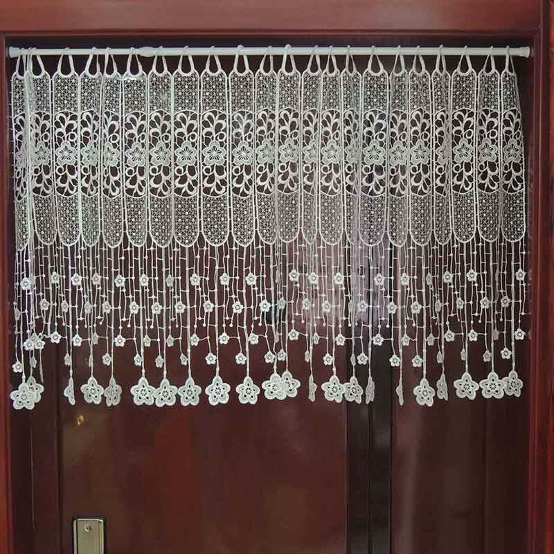 免打孔穿杆挂帘网红门帘卧室厨房隔断半帘镂空蕾丝装饰成品小窗帘