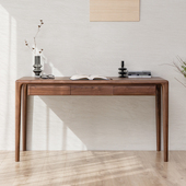 黑胡桃木实木书桌榫卯学习桌办公桌家用日式 书房长桌子双人写字桌