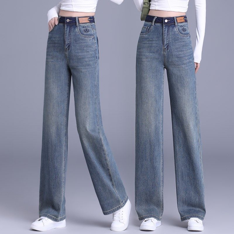 纳米蓝牛仔裤女2025年新款高腰直筒长裤柔软垂感显瘦窄版阔腿裤子,女装/女士精品,真丝上装,淘宝优惠券,粉丝福利购,淘宝优惠卷
