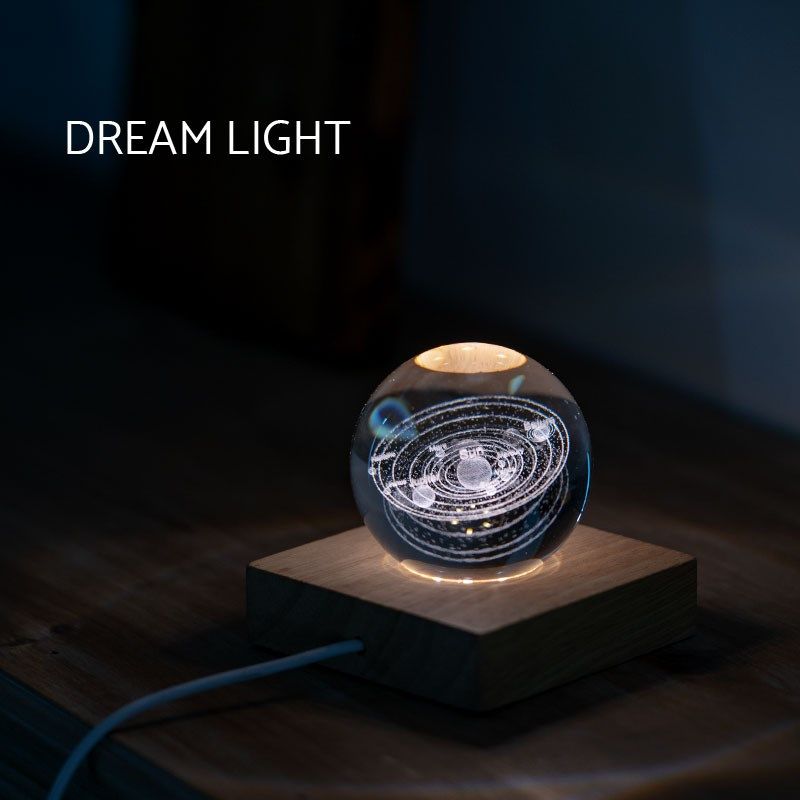 宇宙是人类的最终极浪漫  发光太阳系水晶球小夜灯床头桌面摆件