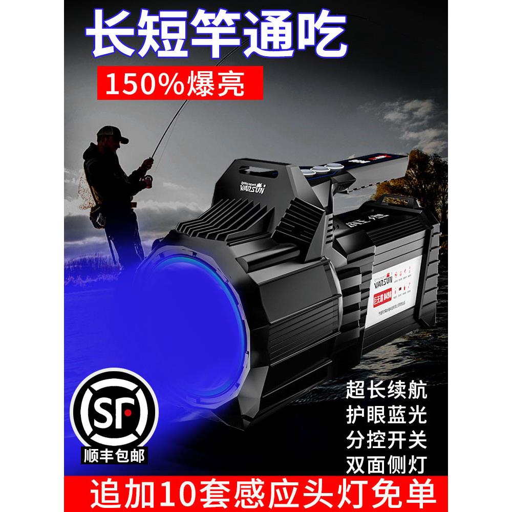 沃尔森D498钓鱼灯夜钓灯大功率超强亮蓝光黑坑野台钓王装备落地灯