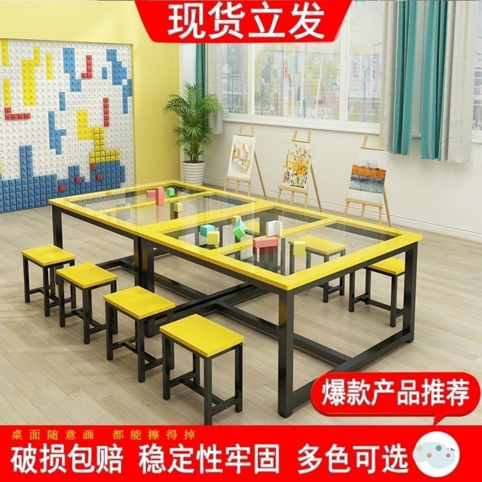幼儿美术桌儿童绘画桌手工桌中小学生课桌椅少儿美术画室桌子特价