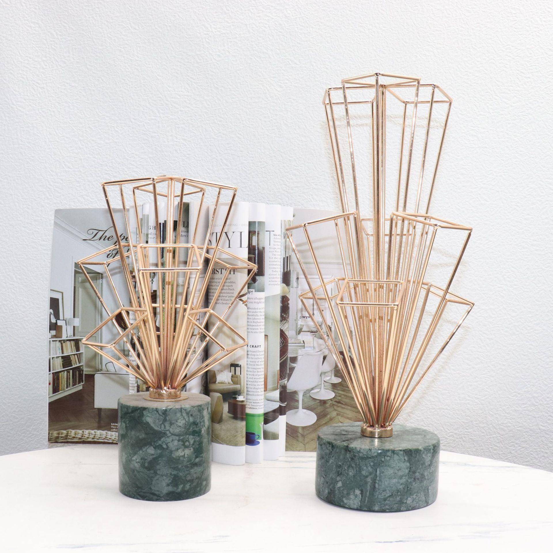 欧石式轻奢大理摆件客厅玄ZZV关电视柜家装饰品创意柜工艺酒品居