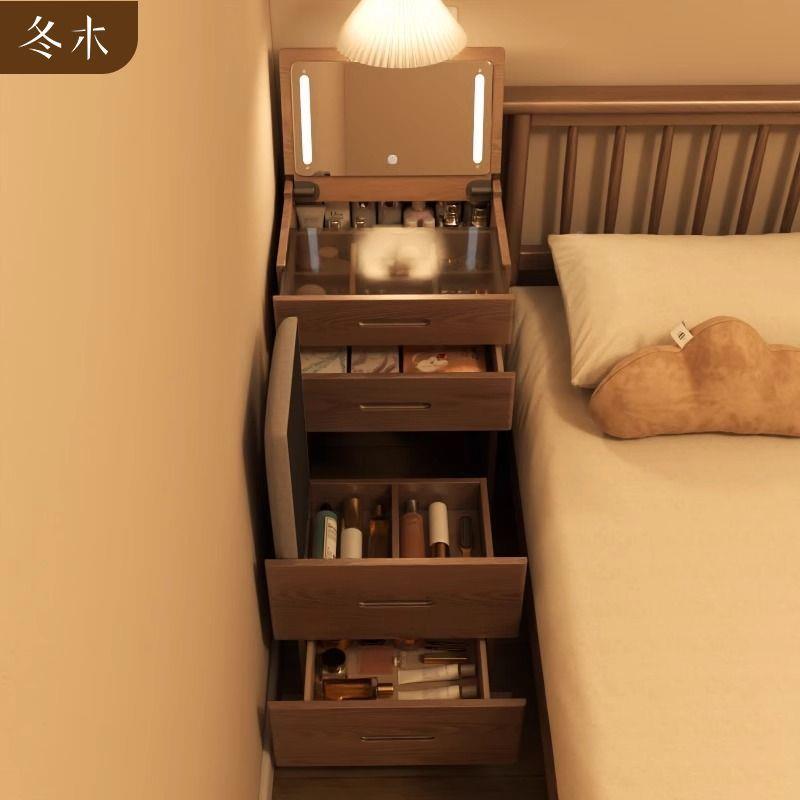 冬木木实妆梳台柜卧室现代简约小户型迷你翻KHC盖化妆台床头收纳