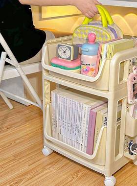 推桌下12372洞具洞板书架带轮学生舍书包杂物小车大容量文书本置物宿架
