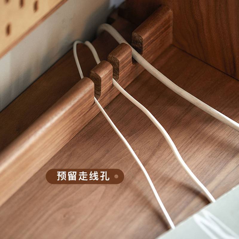 黑胡桃全实木书桌书架一体靠墙办公电脑写字梳妆台轻奢型卧室书房