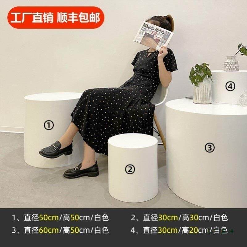 儿童拍照摄影道具圆体台白色木墩模特摆DOZ件展示地台直烤漆播柱